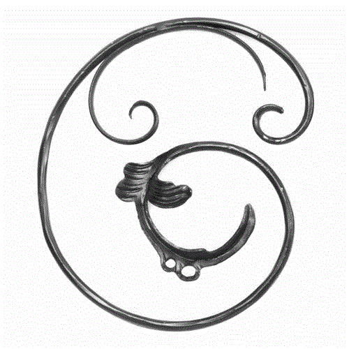 Barock Schnörkel  links 370 x 330 mm, 12 mm rund