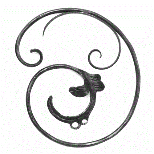 Barock Schnörkel rechts 370 x 330 mm, 12 mm rund