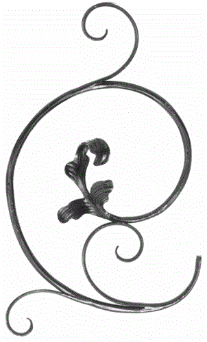 Barock Schnörkel links 460 x 440 mm, 12 mm rund