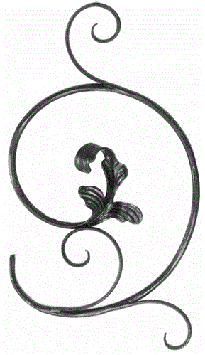 Barock Schnörkel rechts 460 x 440 mm, 12 mm rund