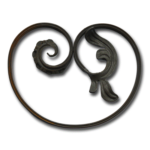 Barockschnörkel links 300 x 240 mm, 16 x 8 mm gerillt