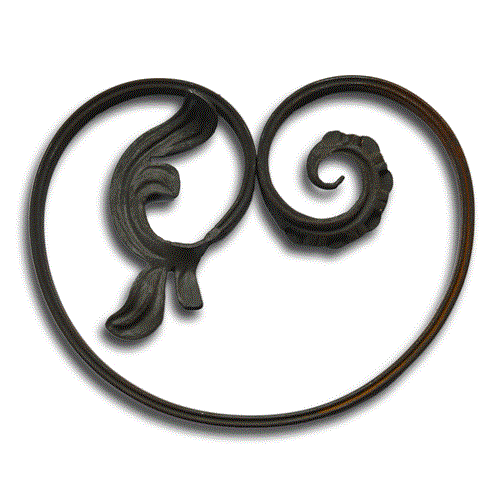 Barockschnörkel rechts 300 x 240 mm, 16 x 8 mm gerillt