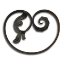 Barockschnörkel rechts 300 x 240 mm, 16 x 8 mm gerillt