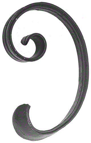 Barock- Schnörkel rechts 160 x 100 mm, 16 x 8 mm gerillt