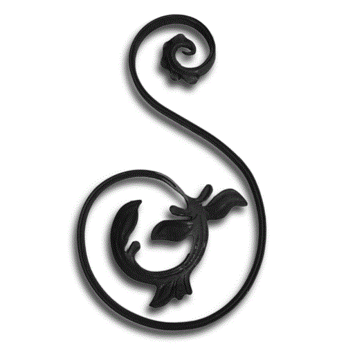 S- Schnörkel mit Blatt links 460 x 240 mm, 16 x 8 mm gerillt