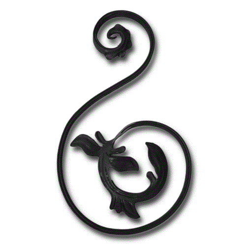 S- Schnörkel mit Blatt rechts 460 x 240 mm, 16 x 8 mm gerillt