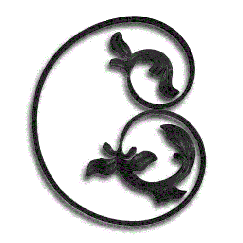 Schnörkel Blattform links 430 x 330 mm, 16 x 8 mm gerillt