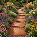 Trittplatten aus Cortenblech in Trapezform