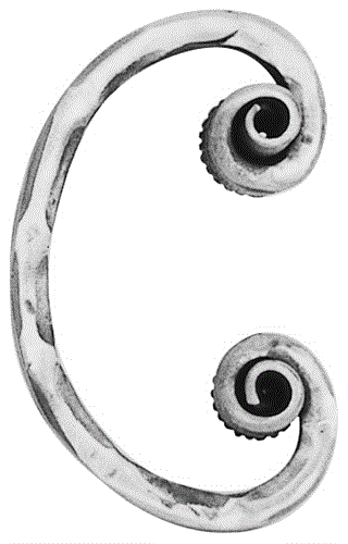 C-Schnörkel 70 x 120 mm | 16 x 8 mm Kanten gehämmert