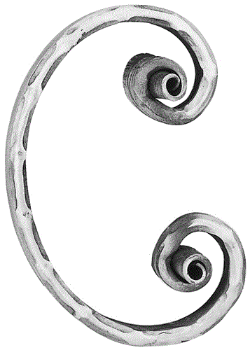 C-Schnörkel 90 x 150 mm | 16 x 8 mm | Kanten gehämmert