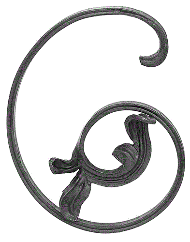 Barock- Schnörkel links 270 x 220 mm, 16 x 8 mm gerillt